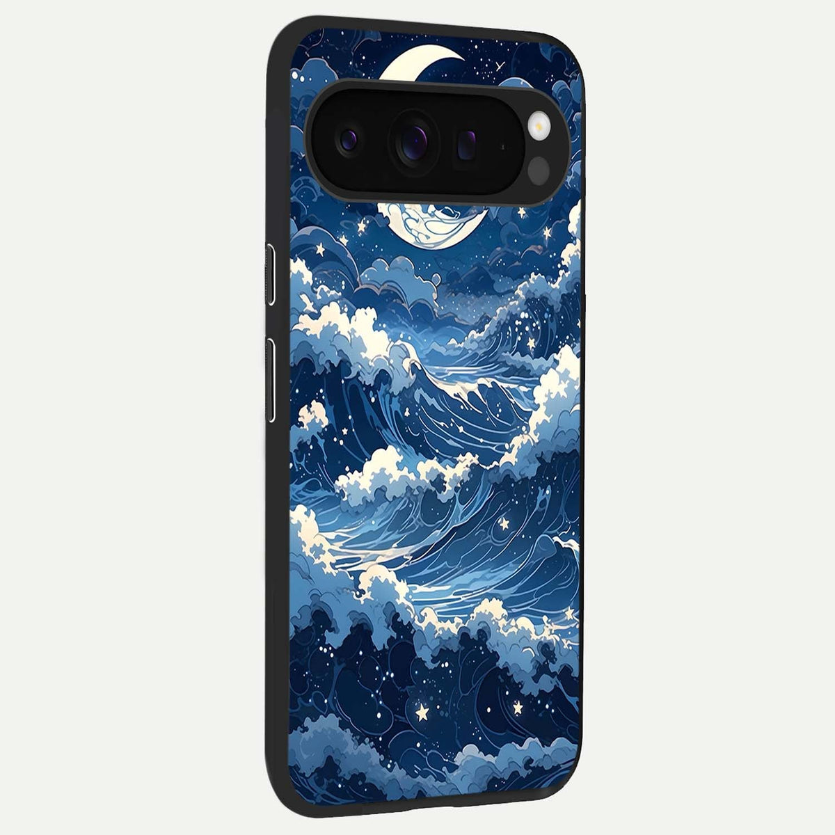  Ocean Moon Waves back cover For Google Pixel 9 Pro XL slim fit glass case with vibrant aesthetic design