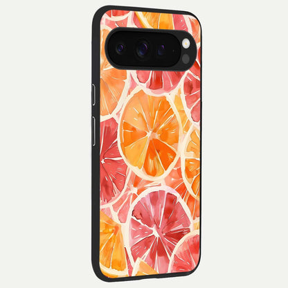  Orange Fruits Pattern back cover For Google Pixel 9 Pro XL slim fit glass case with vibrant aesthetic design