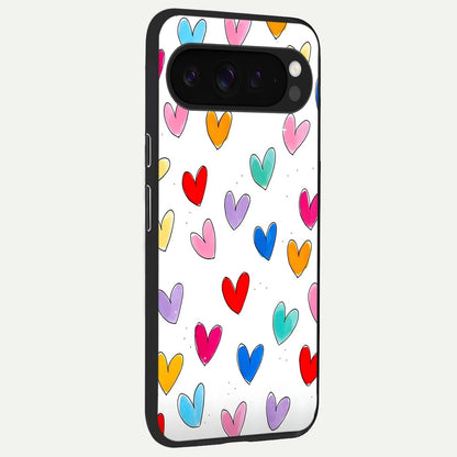  Playful Love Doodles back cover For Google Pixel 9 Pro XL slim fit glass case with vibrant aesthetic design