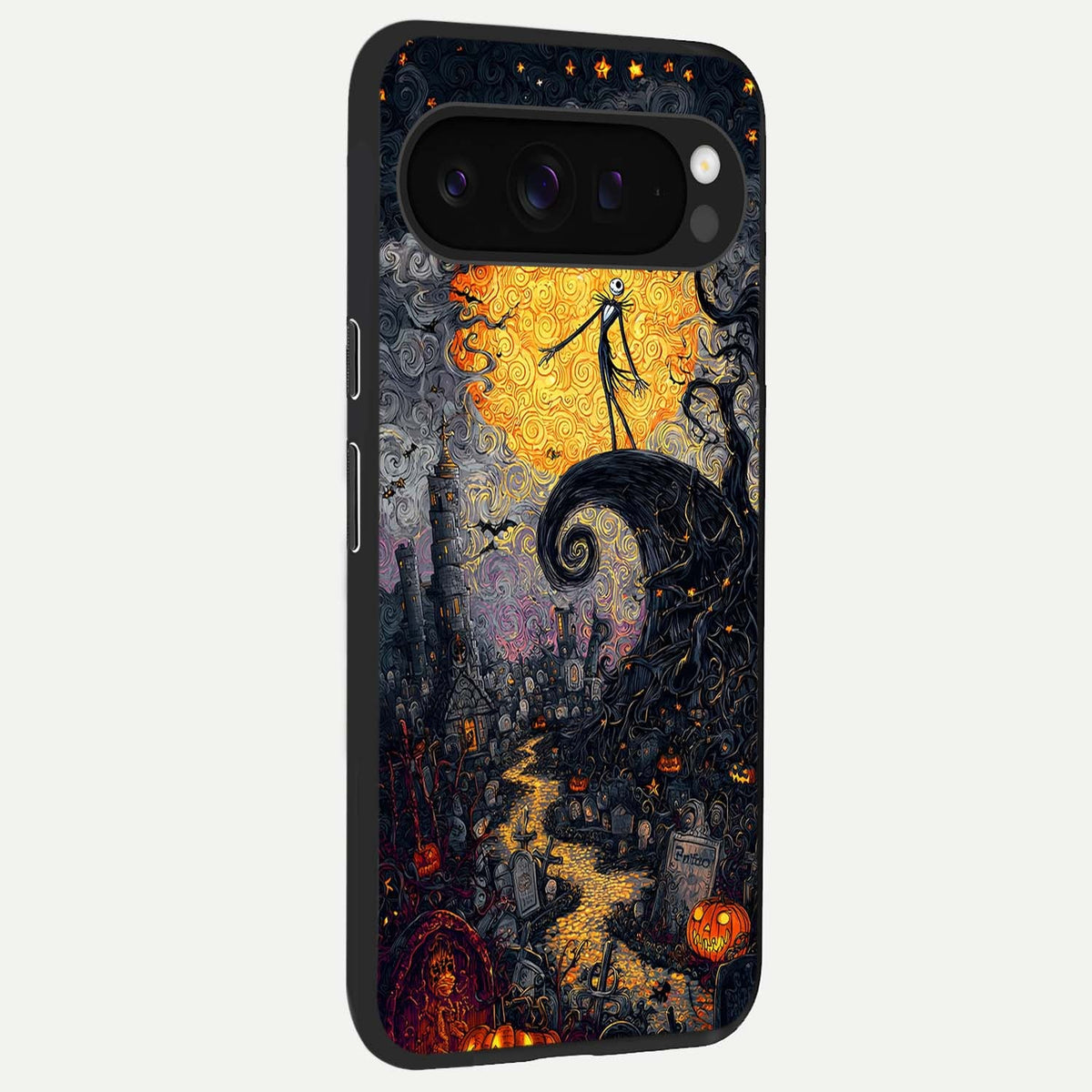  Pumpkin Moon Night back cover For Google Pixel 9 Pro XL slim fit glass case with vibrant aesthetic design