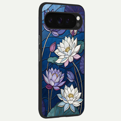  Purple Lotus Stained back cover For Google Pixel 9 Pro XL slim fit glass case with vibrant aesthetic design