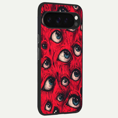  Red Eyes Pattern back cover For Google Pixel 9 Pro XL slim fit glass case with vibrant aesthetic design