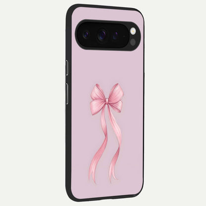  Soft Blush Bow back cover For Google Pixel 9 Pro XL slim fit glass case with vibrant aesthetic design
