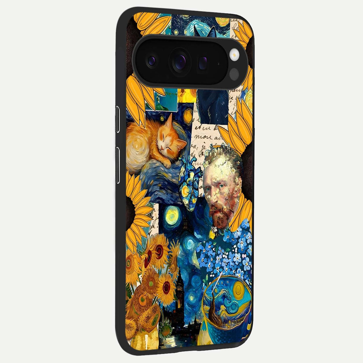  Sunflower Chic Mood Custom Name back cover For Google Pixel 9 Pro XL slim fit glass case with vibrant aesthetic design