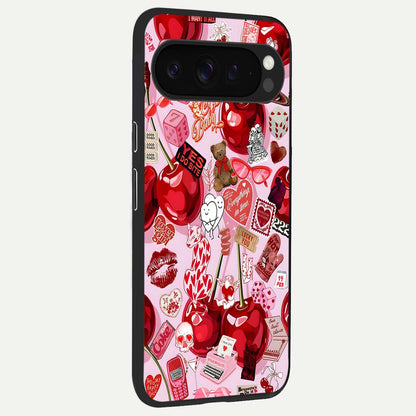  Sweet Cherry Chaos back cover For Google Pixel 9 Pro XL slim fit glass case with vibrant aesthetic design