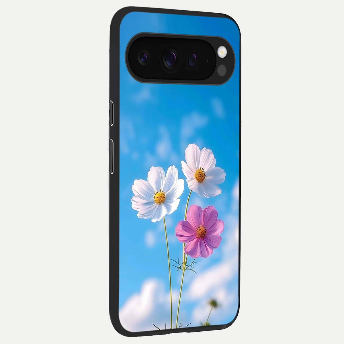  Tripple Flowers With Sky back cover For Google Pixel 9 Pro XL slim fit glass case with vibrant aesthetic design