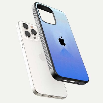 Gradient Apple Vibe Glass Case for iPhone 15 Pro Max floating dual-view mockup showing gloss polish and gradient blend
