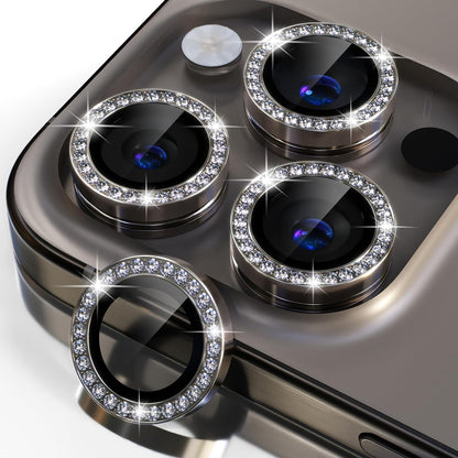iPhone 15 Series Diamond Camera Lens tector for Apple  | HD Clear Real Glass tection + Metal Alloy Full Fit Lens Ring Cover