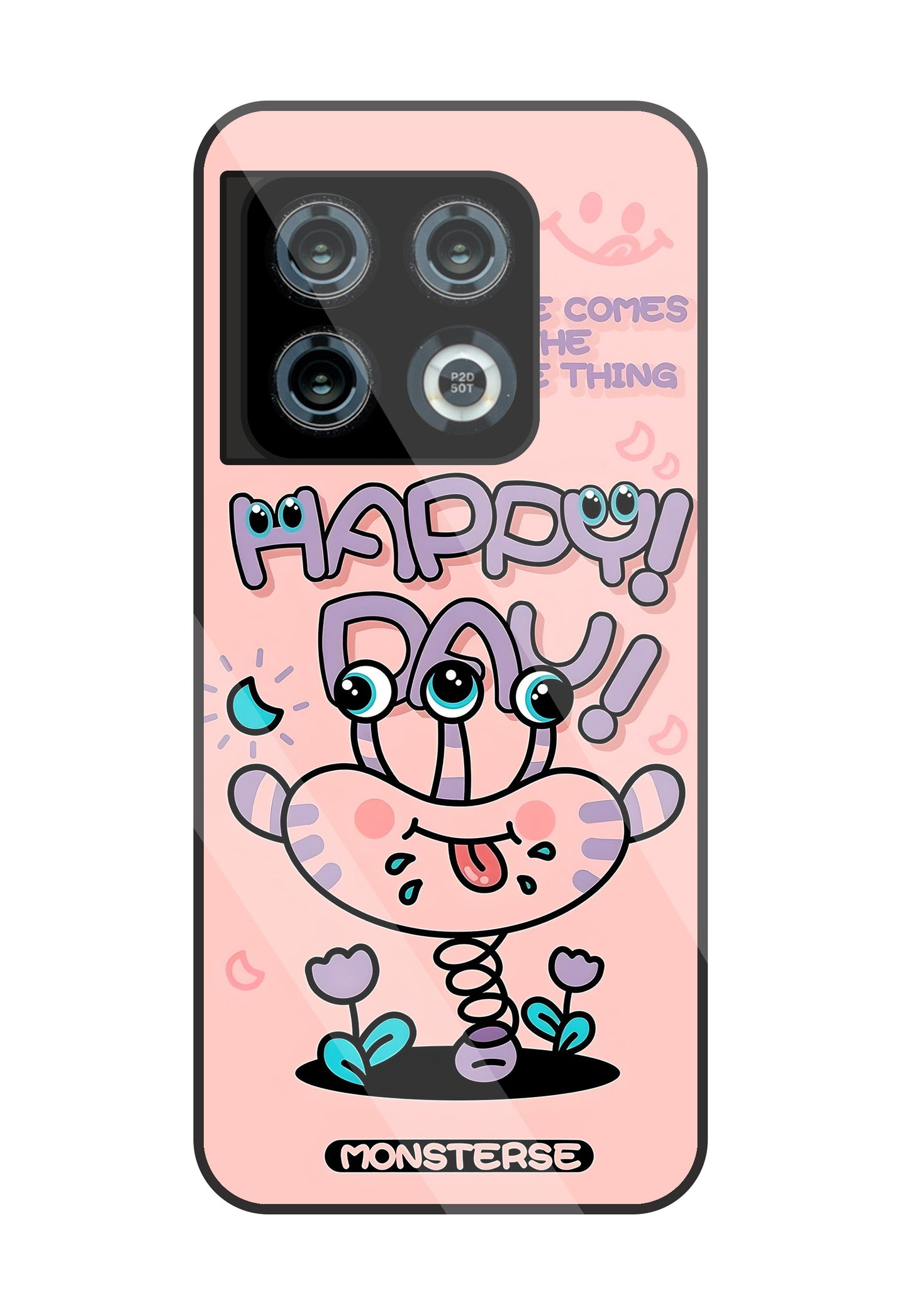 Happy Day Monsterse Pink  Glass Case For OnePlus 10 Pro