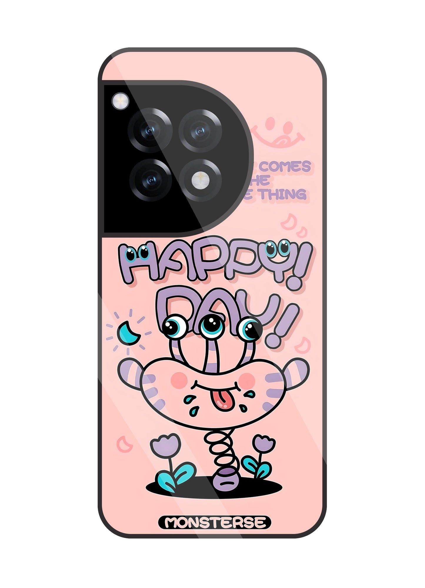 Happy Day Monsterse Pink Glass Case For OnePlus 12R
