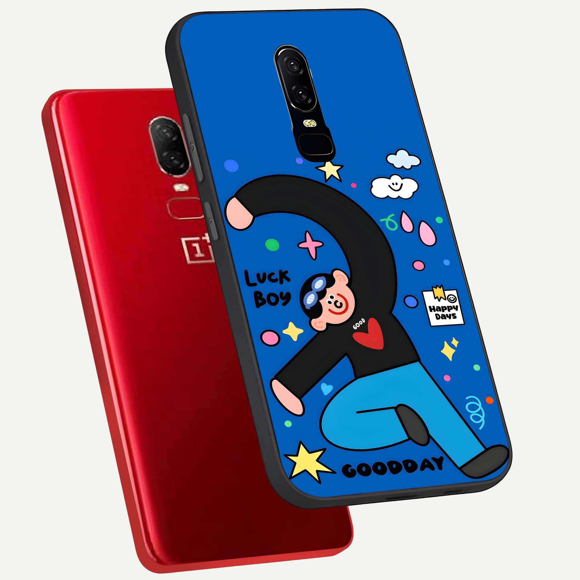 Happy Luck Vibe Glass Case displayed upright for positive vibe visibility and premium finish.