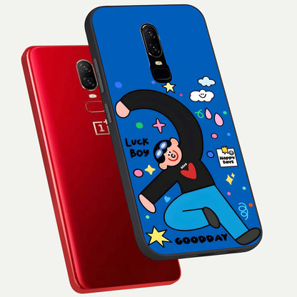Happy Luck Vibe Glass Case displayed upright for positive vibe visibility and premium finish.