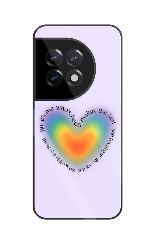 Heart With Neon Colour Glass Case For OnePlus 11R