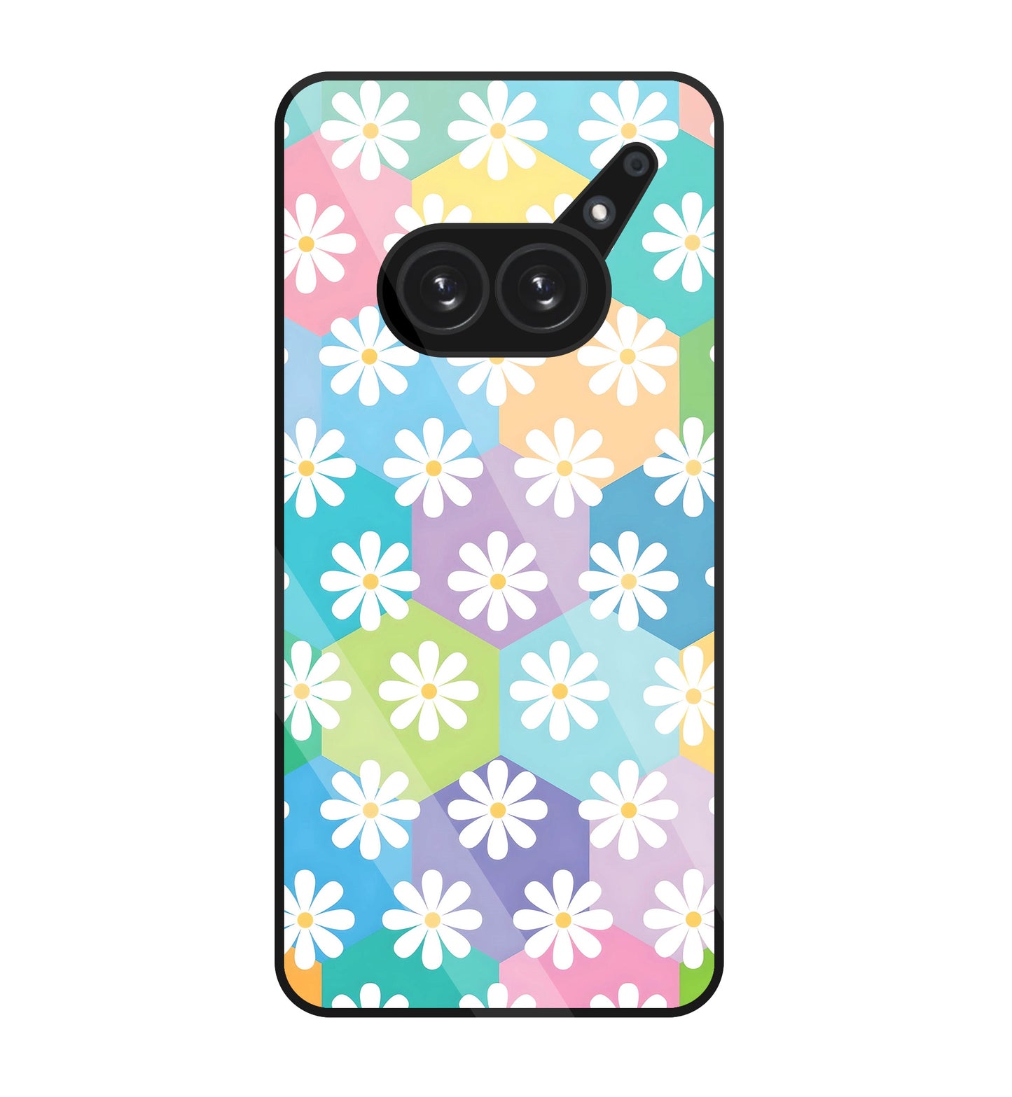 Hexagon Daisy Flower Glass Case For Nothing Phone 2A