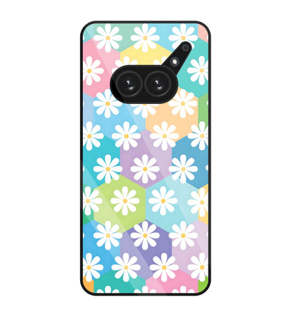 Hexagon Daisy Flower Glass Case For Nothing Phone 2A