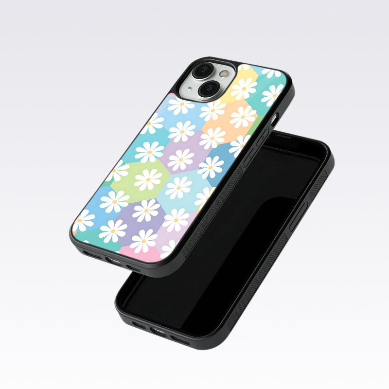 Hexagon Daisy Flower Glass Case For Nothing Phone 1