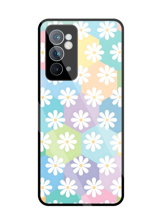 Hexagon Daisy Flower Glass Case For OnePlus 9RT
