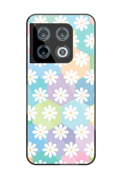 Hexagon Daisy Flower Glass Case For OnePlus 10 Pro