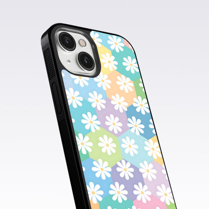 Hexagon Daisy Flower Glass Case For OnePlus 9RT