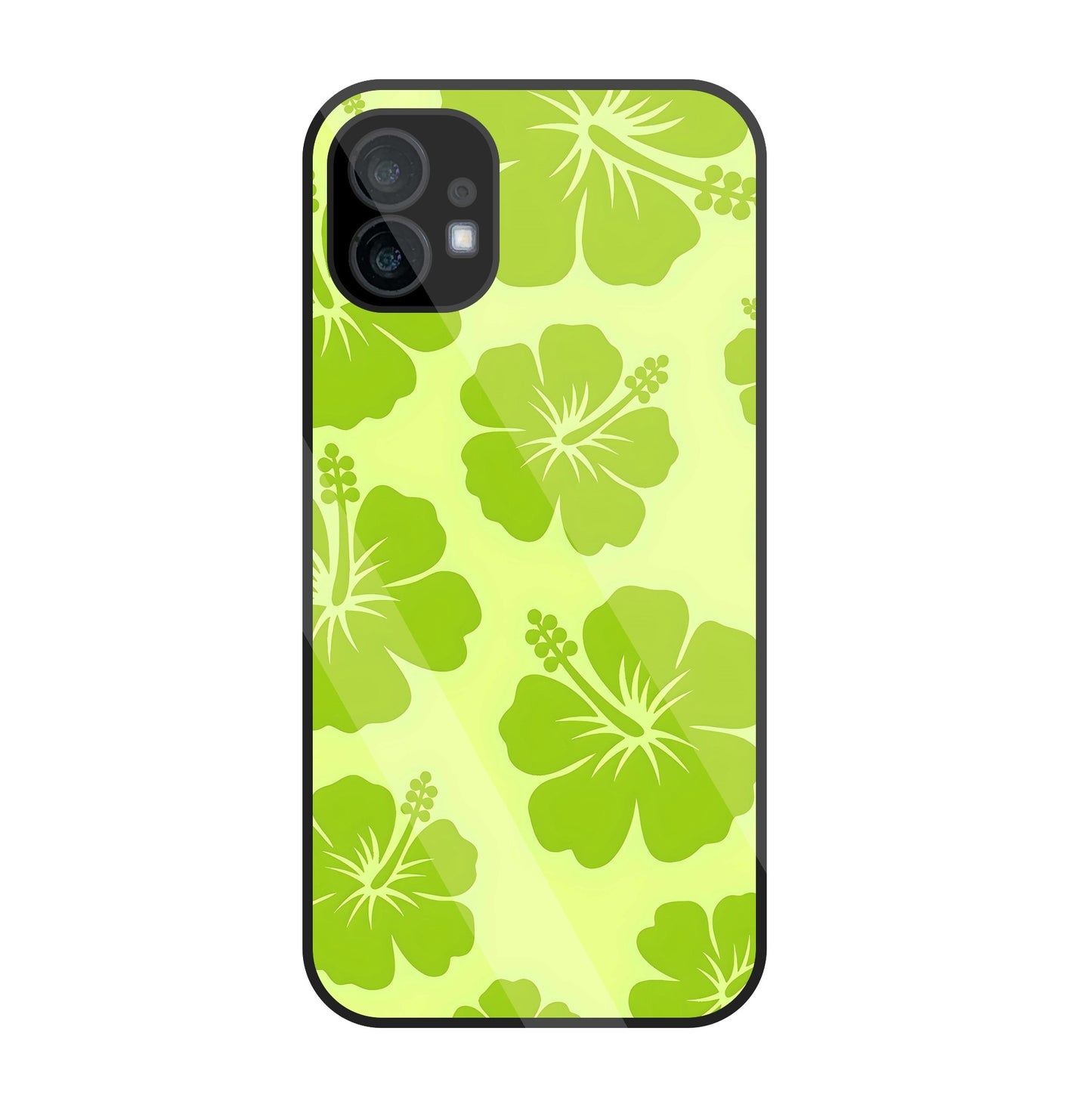 Hibiscus Flower Green Glass Case For Nothing Phone 1