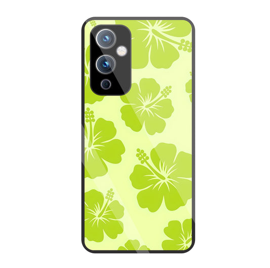 Hibiscus Flower Green Glass Case For OnePlus 9