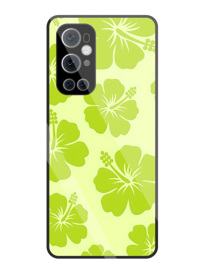Hibiscus Flower Green Glass Case For OnePlus 9 Pro
