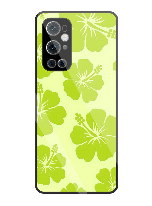 Hibiscus Flower Green Glass Case For OnePlus 9 Pro