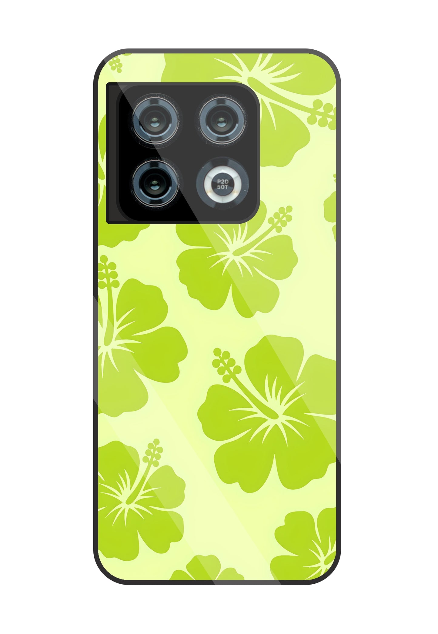 Hibiscus Flower Green Glass Case For OnePlus 10 Pro