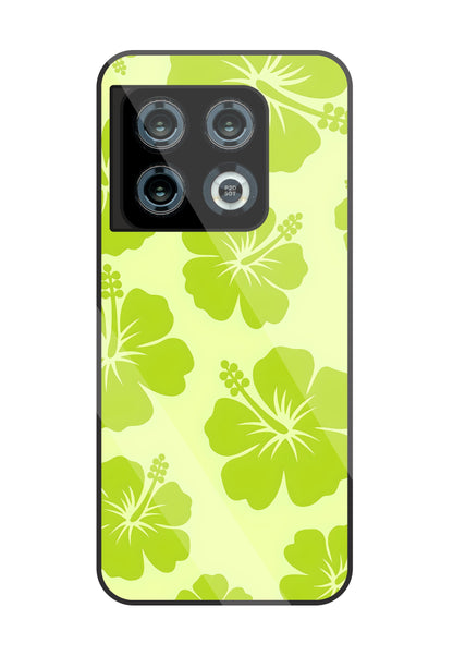 Hibiscus Flower Green Glass Case For OnePlus 10 Pro