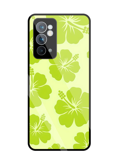 Hibiscus Flower Green Glass Case For OnePlus 9RT