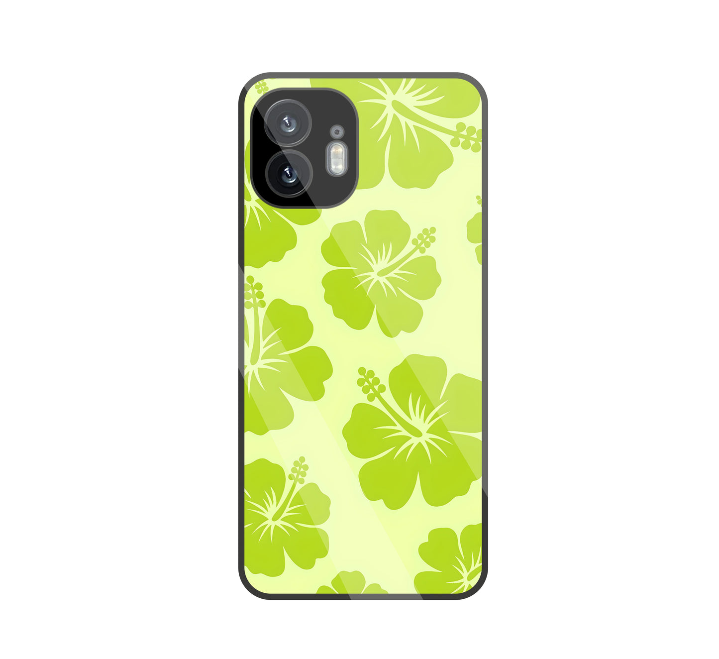 Hibiscus Flower Green Glass Case For Nothing Phone 2