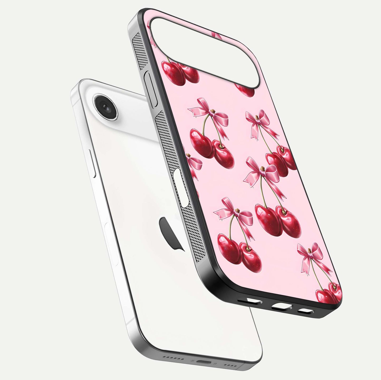 Red Cherries Pattern Glass Case For iPhone Air