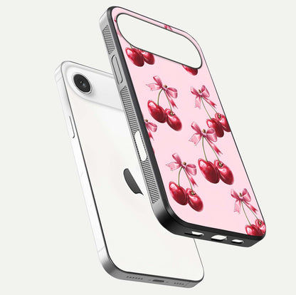 Red Cherries Pattern Glass Case For iPhone Air
