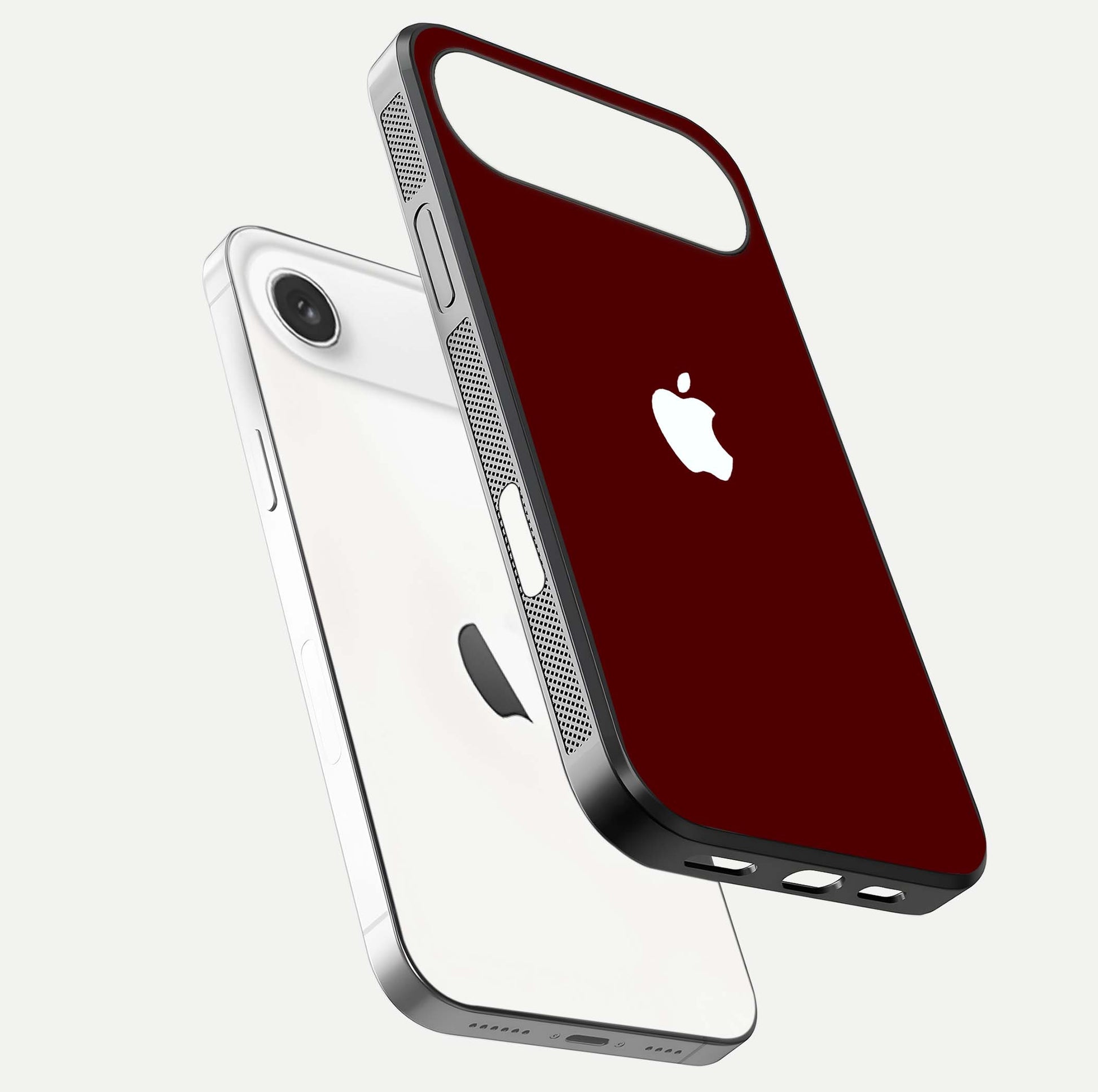 Apple Crimson Core Glass Case for iPhone Air  floating mockup with red-gloss effect and metallic Apple design