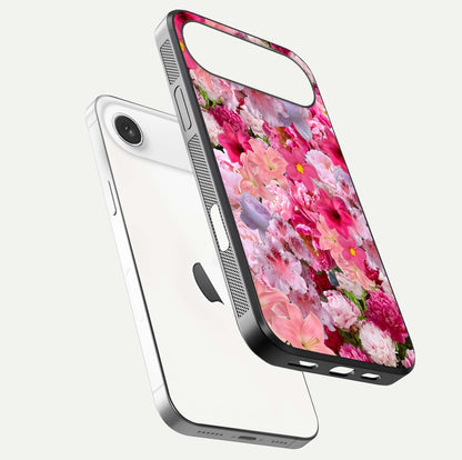 Bloom Crush Fantasy Glass Case for iPhone Air  floating mockup showing floral pattern clarity and HD glass