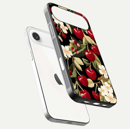 Bloom Thread Art Glass Case for iPhone Air  floating mockup showing premium reflection and stitched art vibe