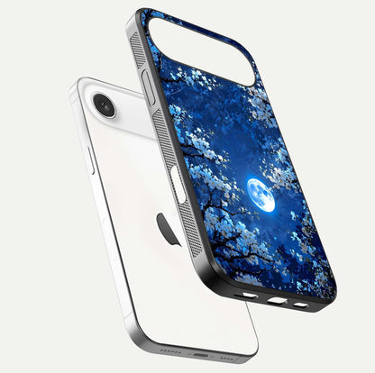 Blossom Moonlight Sky Glass Case for iPhone Air  floating mockup showing glowing moon accent and HD gloss texture