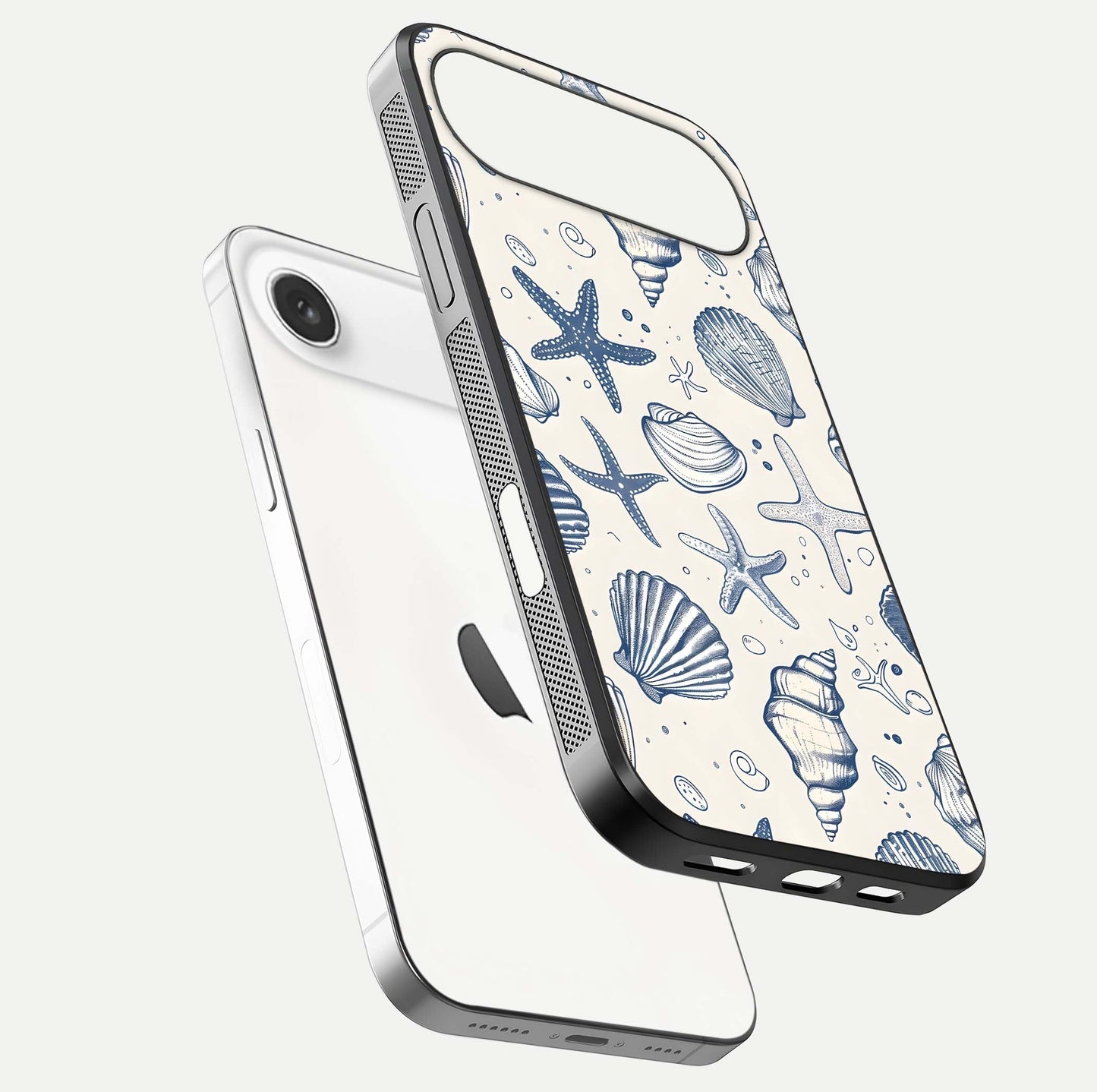 Blue Ocean Outline Glass Case for iPhone Air  floating mockup displaying marine-inspired aesthetic and smooth surface