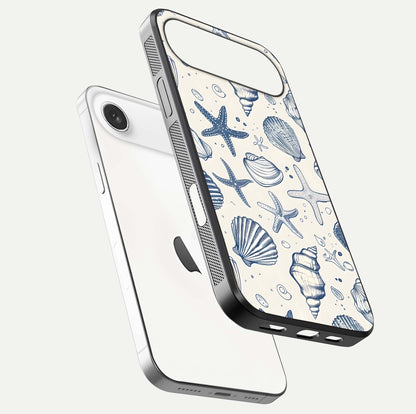Blue Ocean Outline Glass Case for iPhone Air  floating mockup displaying marine-inspired aesthetic and smooth surface