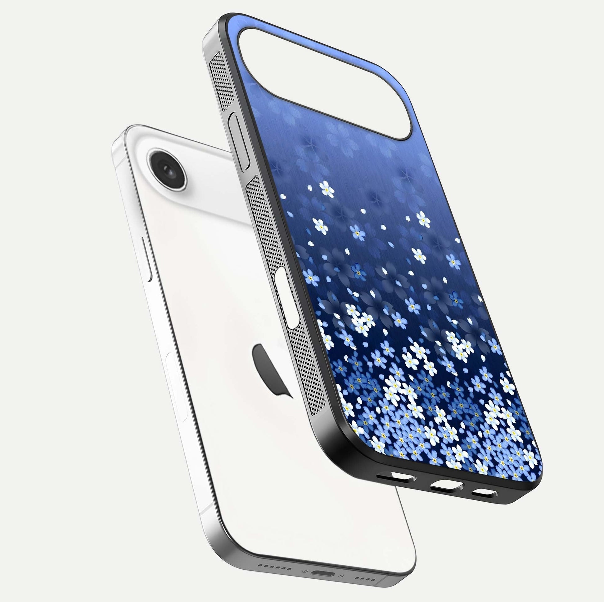 Blue Starry Glass Case for iPhone Air  floating mockup capturing cosmic tone and HD gloss texture