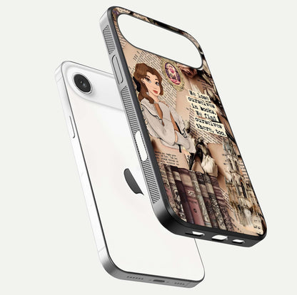 Bookish Dream World Glass Case for iPhone Air  floating mockup capturing gloss shine and artistic balance
