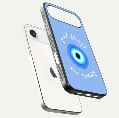 Bright Future Ahead Glass Case for iPhone Air  floating mockup showing sleek design and positive quote print