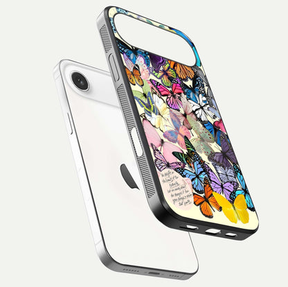 Butterflies Petal Dream Glass Case for iPhone Air  floating mockup displaying detailed print and premium glass glow