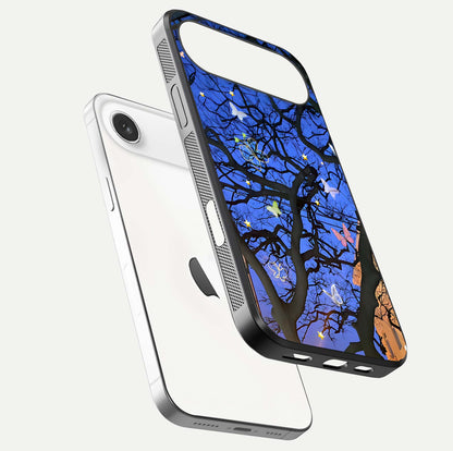 Butterfly Night Magic Glass Case for iPhone Air  floating mockup showing night glow and smooth polish