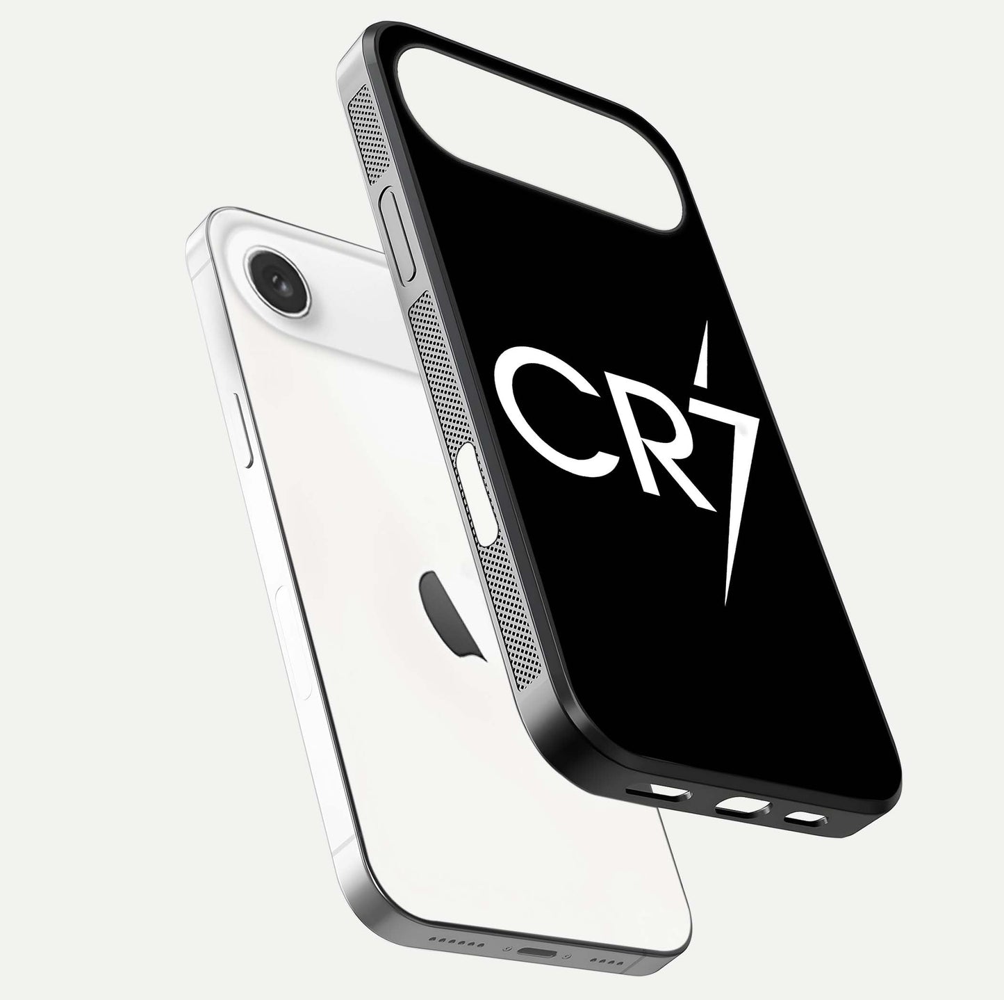 CR7 Elite Strike Glass Case for iPhone Air  floating mockup displaying HD gloss and sporty texture