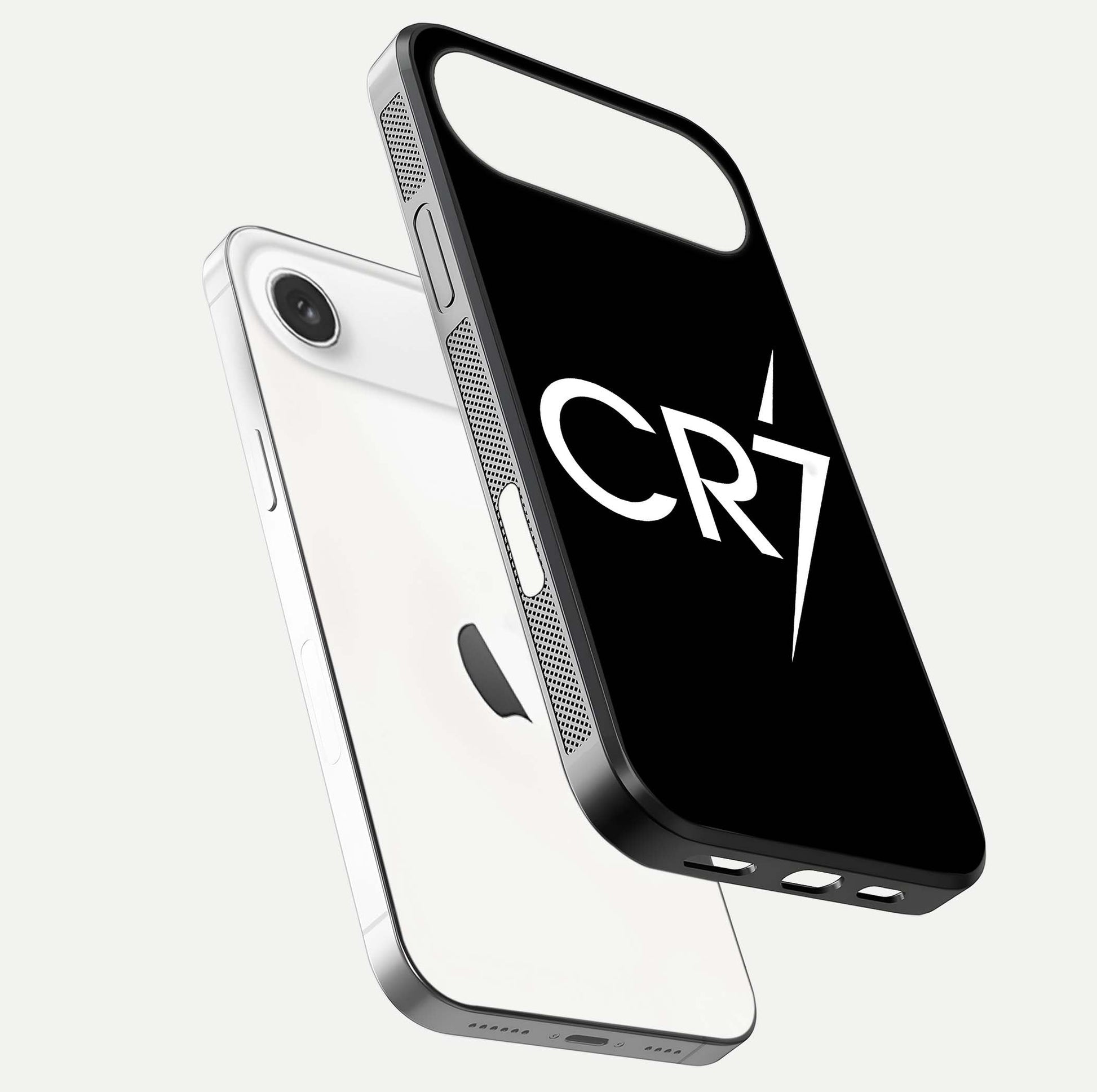 CR7 Elite Strike Glass Case for iPhone Air  floating mockup displaying HD gloss and sporty texture