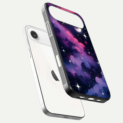 Celestial Moon Magic Glass Case for iPhone Air  floating mockup showing reflection gradient and smooth polish