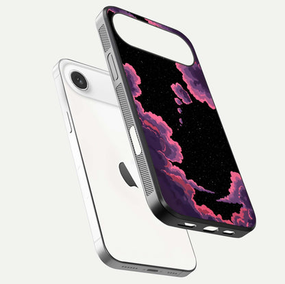 Cosmic Cloud Journey Glass Case for iPhone Air  floating mockup showing HD gloss and cosmic gradient