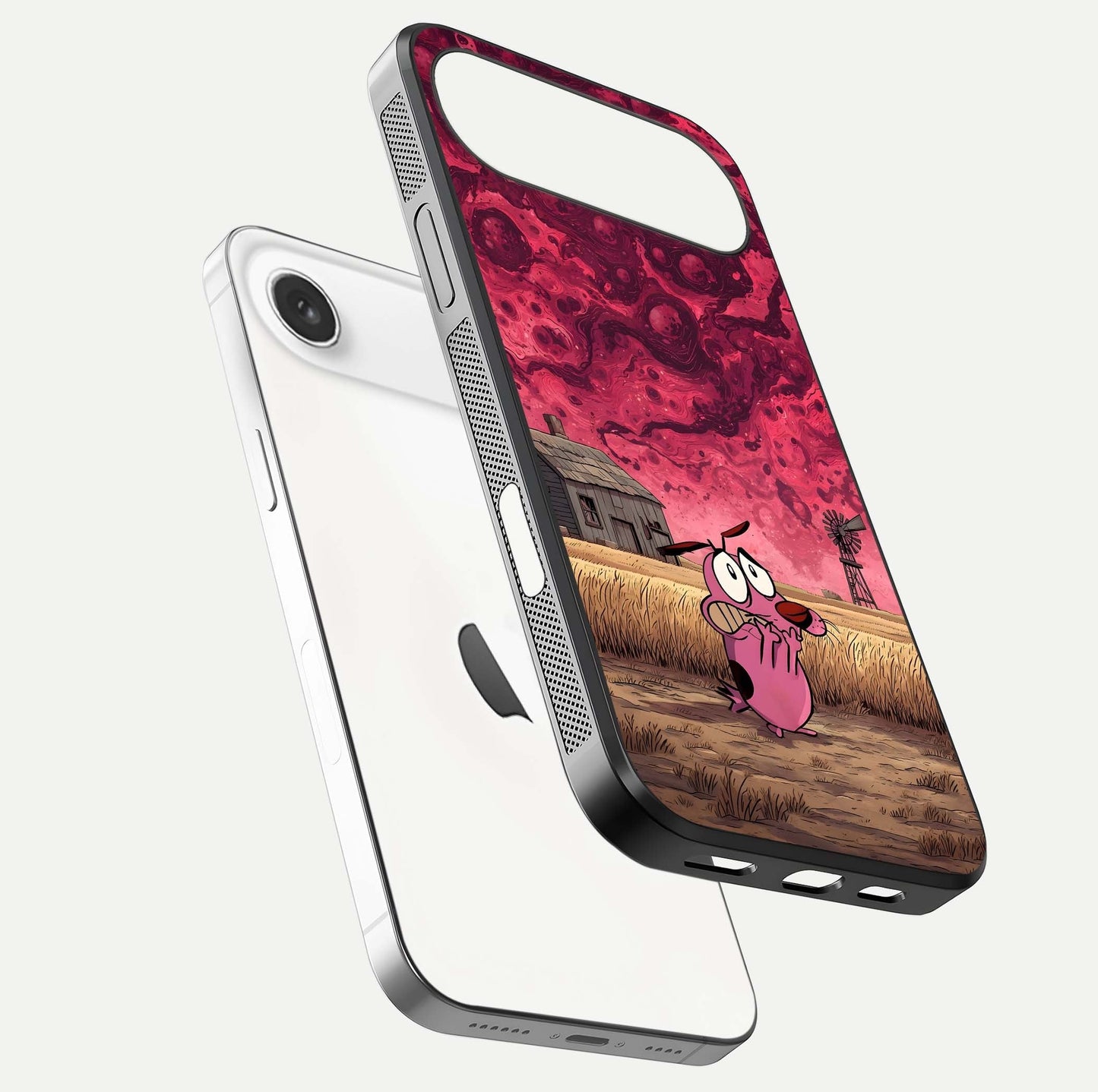 Courage Under Sky Glass Case for iPhone Air  floating mockup showing shine reflection and clean edges