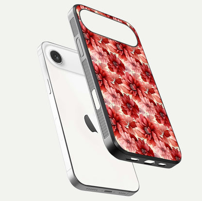 Crimson Love Petals Glass Case for iPhone Air  floating mockup showing HD gloss and vivid detail